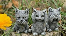 Stone figure set of 3 cats