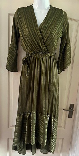 Women green striped wrap - green,