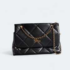 Stylish Black Quilted Shoulder Bag with Gold Chain Strap. Perfect Condition