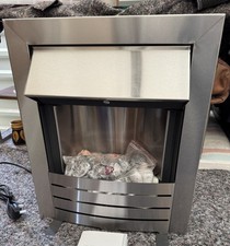 Adam Helios Electric Inset Fire - Brushed Steel