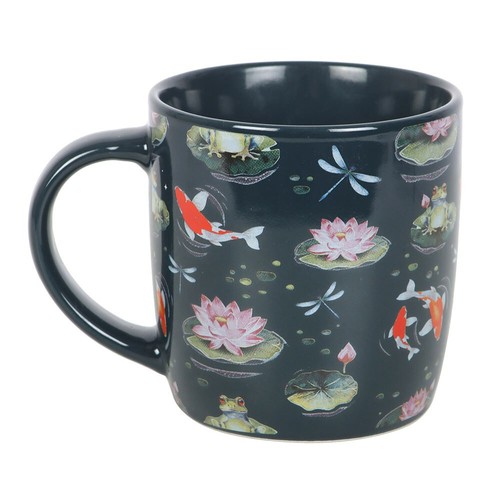 Frog dragonfly koi fish mug - dragonfly,