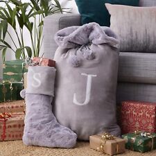 Christmas Sack & Stocking with Monogrammed Letter - Luxury Decor Faux Fur