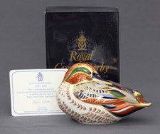 Royal Crown Derby 'Teal Duck' Paperweight Box & Cert 1st Quality Gold (MMII(M)
