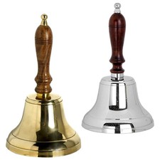 Hand bell wooden handle - hand, brass