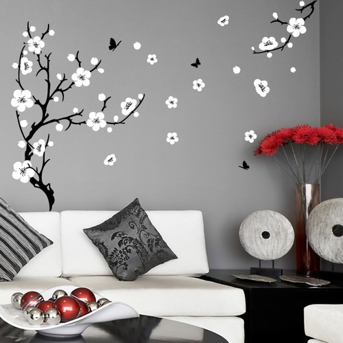 Flower wall stickers tree plum - wall,