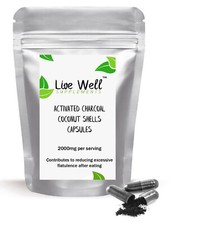 Activated Charcoal Capsules 2000mg Per Serving of 6 Caps Natural Coconut Shells