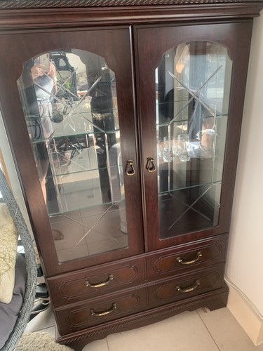Mahogany glass display - mahogany,