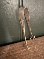 Vintage Antique EPNS Silver Plate Small Sugar Tongs Birds Claw Feet