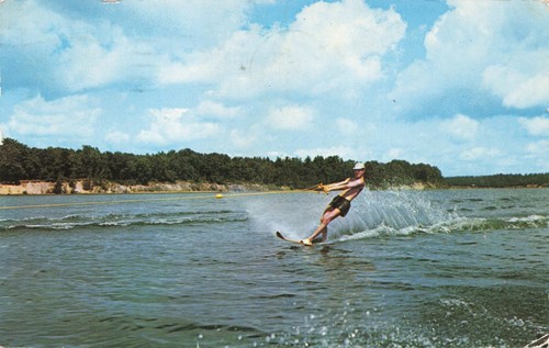 Postcard water skiing - skiing, marshall