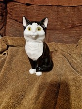 Vintage Just Cats & Co Black White Cat Ornament Stoke on Trent England 20 cm B1
