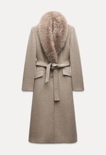 ZARA WOOL COAT WITH FAUX FUR