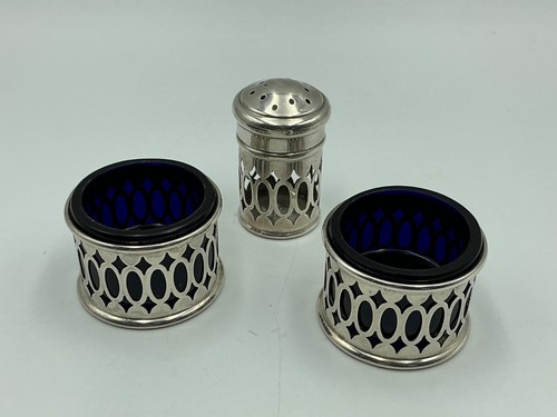 Sterling silver cruet set with - silver,