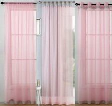 VEGAS Sparkle Diamante Glitz Voile Curtain Tab Top Glitter Panel 3 Designs PINK