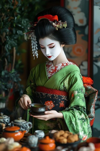 Japanese geisha woman canvas - geisha,