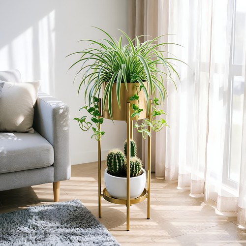 Gold metal plant stand nordic - plant,