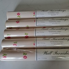 Rare Vintage 1982 Laura Ashley Pink Floral Wallpaper NEW 4 Sealed 1 Unsealed New