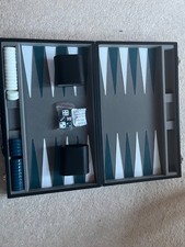 Backgammon Set In Faux Leather Case - Complete - UNUSED