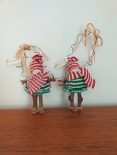 2 x Scandi Style Christmas Tree Decorations By Gisela Graham 