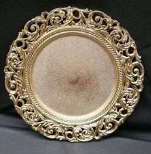 12 Gold Filigree Rim Plastic