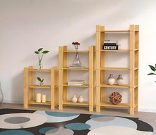3 4 5 TIER SOLID WOOD WOODEN BOOKCASE STORAGE SHELF SHELVING GARAGE UNIT SLATTED