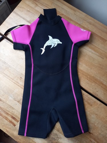 Girls pink black wetsuit - wetsuit, uv