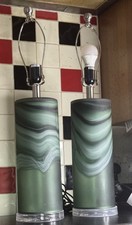 Pair Large Green Swirl Art