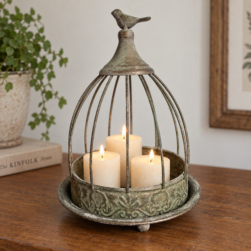 Rustic metal bird cage style - bird,