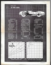 AC Cobra Ford 260 Road Test Specs 1962-63 USA Market Single Sheet Brochure FAIR