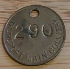 Thurcroft Main Colliery 290 PIT CHECK Tally Brass  Mining Memrobilla