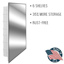 ZACA SPACECAB Bathroom Medicine Cabinet 16"x26"x3-1/2" With 6-Shelves And Frame