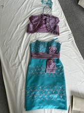 Ladies Dress Fascinator And Jacket Sonia Pena Teal Size 10/12