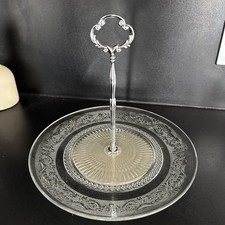 Glass Cake Stand,Decorative Display Dish/Plate 26cm wide x 21cm High.Used