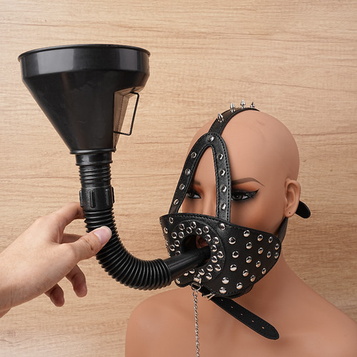 Leather face harness - leather, hood