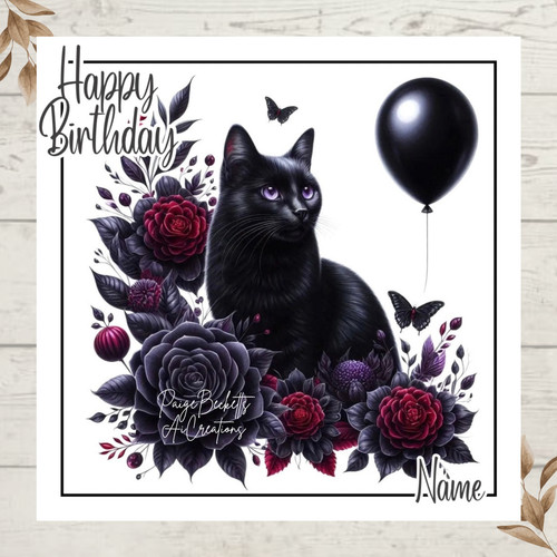 Personalised black cat with - personalised,