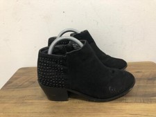 PRIMARK WIDE FIT LADIES BLACK SUEDE ZIP UP STUDDED ANKLE BOOTS  UK 3 EUR 36 AB18