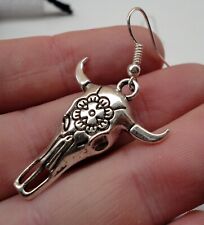 Native American Cow Skull Buffalo Charm Earrings Western Country Style