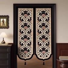 Door Curtain Velvet Half Curtain Room Divider Door Hanging Curtain Retro Floral