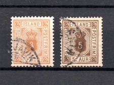 Iceland 1876 old 3 and 5 Aur