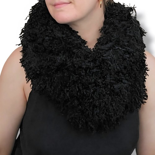 Black faux fur scarf goth - fur,