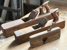 Set of 3 Antique Wooden Hand Planes  Vintage Carpentry Tools  Workshop Display