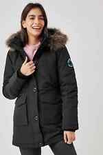 Superdry Women's Black  Everest Faux Fur Hooded Parka Coat