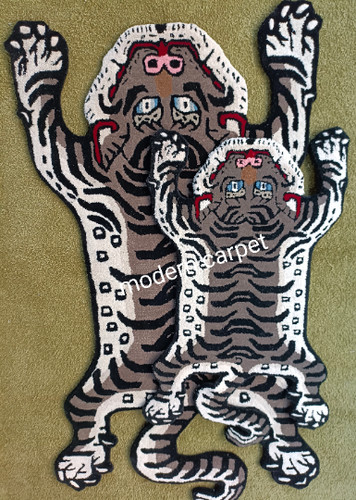 Tibetan tiger rugs handmade - tibetan,