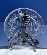 Vintage Davidson Art Deco Geometric Pressed Glass Footed Cake Stand