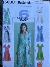Butterick Sewing Pattern B5030 Misses' Wrap Dress, Belt & Sash 8-14 Uncut Easy