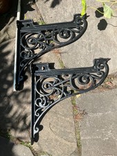 Pair Antique Cast Iron Cistern Wall Brackets Supports Ornate Victorian Sink