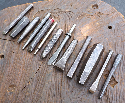 Lot steel chisels - lot, (13x)