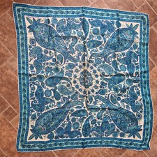 Richard Allan Silk Scarf Blue Paisley Vintage Sqaure Shawl