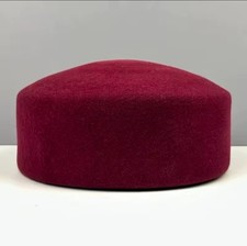 Wine Red 100% Wool Pillbox Hat