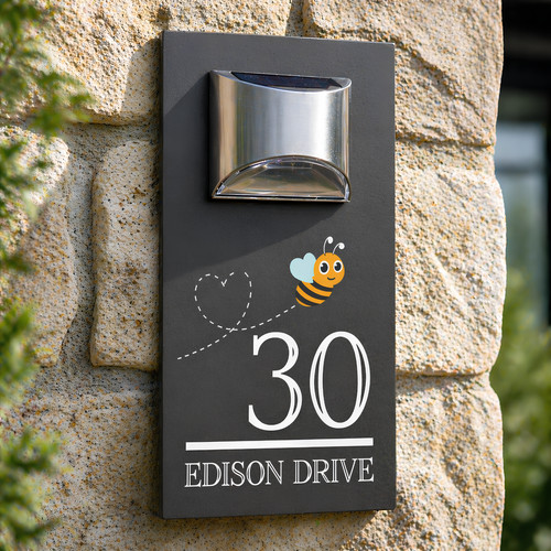 Personalised solar house sign - personalised,