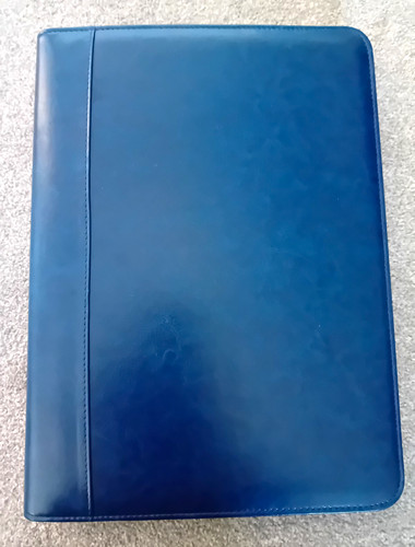 Blue faux leather zip around - leather, zip-around